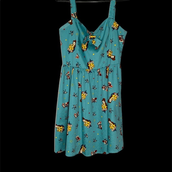 Hot topic Disney Belle Pin Up Dress Size L Blue - Picture 9 of 12
